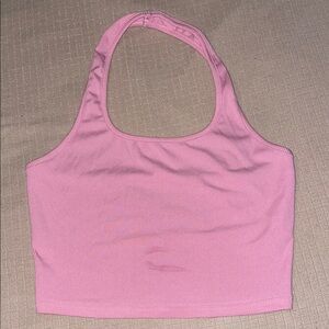 Pink Scoop Neck Halter Top